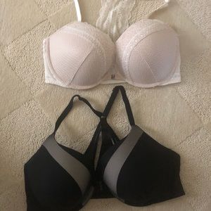 TWO EUC Victorias Secret Bras Racerback Push-up.